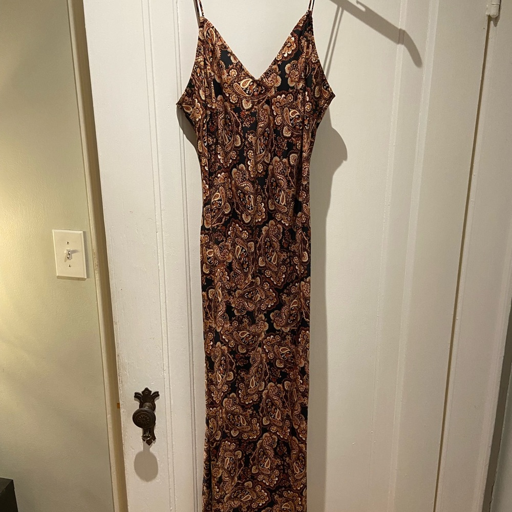 Nili Lotan Brown Paisley Slip Maxi Dress collab with Target